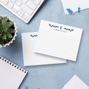 Carte De Correspondance Bleu Vert Berries Jaunes Monogramme Liner