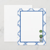 Carte De Correspondance Bleu vert treillis ivoire Topiary Ginger Jar Jars (Devant / Derrière)