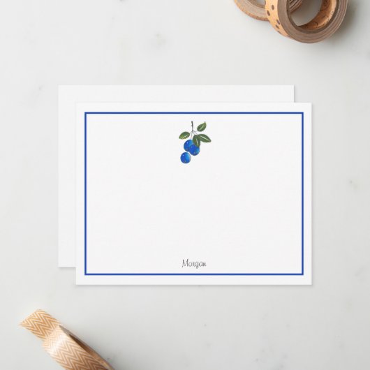 Carte De Correspondance Bleuets à main 3 (Devant/Arrière en situation)