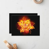 Carte De Correspondance Blooming Fire Rose (Devant/Arrière en situation)