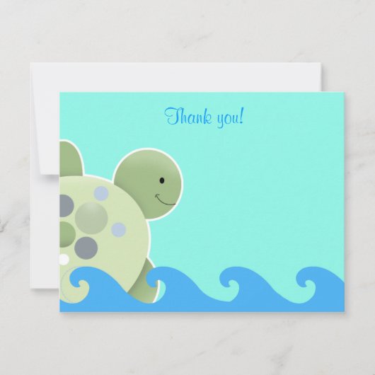 Carte De Correspondance Blue and Green Turtle Flat Merci note (Devant)