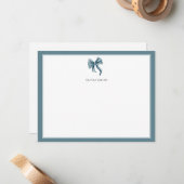 Carte De Correspondance Blue Bow Coquette Personalized (Devant/Arrière en situation)