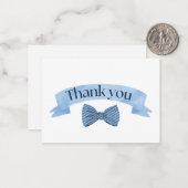 Carte De Correspondance Blue Bow Tie Thank You Card (Devant/Arrière en situation)
