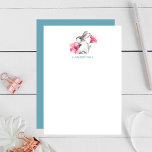 Carte De Correspondance Blue Bunny Personalized Stationery Note Card<br><div class="desc">Simple and cute, this personalized stationery features your name or monogram with a brown bunny rabbit and tropical pink hibiscus flowers in my original hand painted watercolor art. The back is a solid complimentary turquoise blue color. Perfect for sending Easter messages for friends or for bunny rabbit lovers. Perfect Easter...</div>