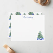 Carte De Correspondance Blue Chinoiserie Christmas Tree (Devant/Arrière en situation)