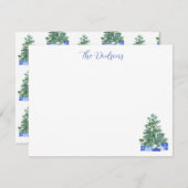 Carte De Correspondance Blue Chinoiserie Christmas Tree (Devant / Derrière)