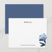 Carte De Correspondance Blue Floral Thank You Personalized (Devant / Derrière)