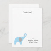 Carte De Correspondance Blue Grey Elephant Baby shower Merci Notes (Devant / Derrière)