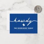 Carte De Correspondance Blue Howdy Houndstooth Texas (Devant/Arrière en situation)