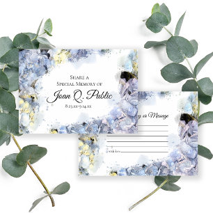 Carte De Correspondance Blue Hydrangea Aquarelle Partager une mémoire Funé