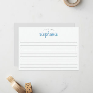 Carte De Correspondance Blue Lake Playful Script, Grand format plat ligné