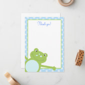 Carte De Correspondance Blue Leap Frog Froggy Flat Merci notes (Bleu) (Devant/Arrière en situation)