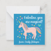 Carte De Correspondance Blue Magic Unicorn Enfants Classroom Valentine Car (Devant)