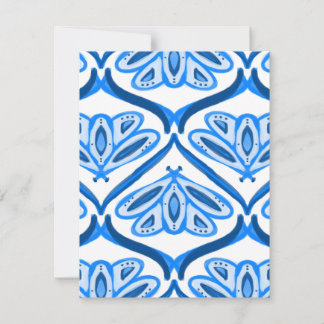 Carte De Correspondance Blue Moth Butterfly Watercolor Looks White Pretty 