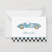 Carte De Correspondance Blue race car anniversaire merci (Devant)
