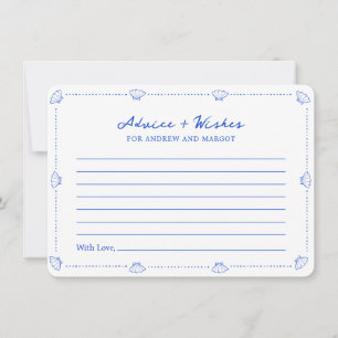 Carte De Correspondance Blue Seashell Mariage côtier Conseils et souhaits