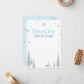 Carte De Correspondance Blue & Silver Boy Winter merveilleland Merci (Devant/Arrière en situation)