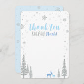 Carte De Correspondance Blue & Silver Boy Winter merveilleland Merci (Devant / Derrière)