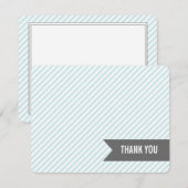 Carte De Correspondance Blue Stripes Flat Merci Notes (Devant / Derrière)
