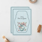 Carte De Correspondance Blue Vase of Pink Apple Blossoms (Devant/Arrière en situation)