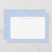 Carte De Correspondance Blue Vertical Stripes Coastal Monogram (Devant / Derrière)