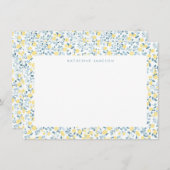 Carte De Correspondance Blue Yellow Lemons Limoncello Monogram NoteCard (Devant / Derrière)