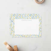 Carte De Correspondance Blue Yellow Lemons Limoncello Monogram NoteCard (Devant/Arrière en situation)