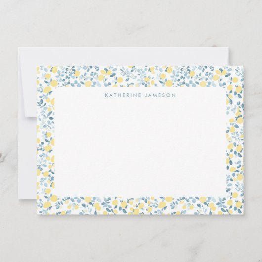 Carte De Correspondance Blue Yellow Lemons Limoncello Monogram NoteCard (Devant)