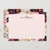Carte De Correspondance Blush and Plum Peony Floral Frame (Devant / Derrière)