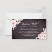 Carte De Correspondance Blush Floral Bourgogne Mariage Wishing well (Devant)