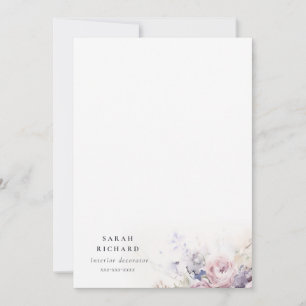 Carte De Correspondance Blush Lilac Aquarelle Rose Floral Bunal Business