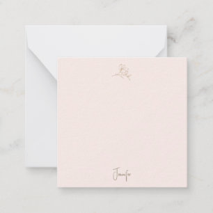 Carte De Correspondance Blush Personnalisé Gold Floral Line Art