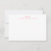 Carte De Correspondance Blush Pink Bow Name (Devant)