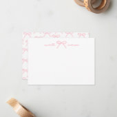Carte De Correspondance Blush Pink Bow Name (Devant/Arrière en situation)