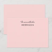 Carte De Correspondance Blush Pink | Modern Minimalist Monogram Design (Devant / Derrière)