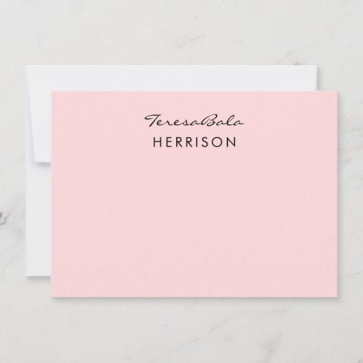 Carte De Correspondance Blush Pink | Modern Minimalist Monogram Design (Devant)
