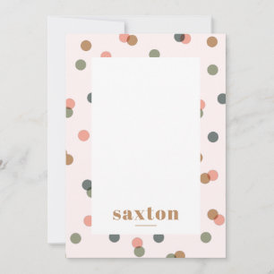 Carte De Correspondance Blush Pink Polk a dot Confetti Nom personnalisé