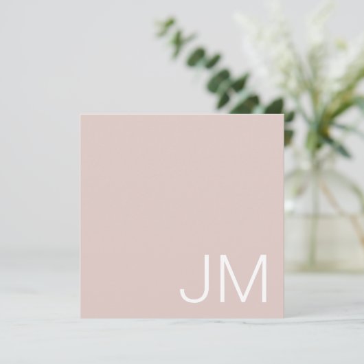Carte De Correspondance Blush Rose Chic Initiales Monogrammées de Grande T (Debout devant)
