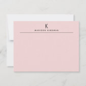 Carte De Correspondance Blush Rose Chic Moderne Monogramme Initial Nom (Devant)
