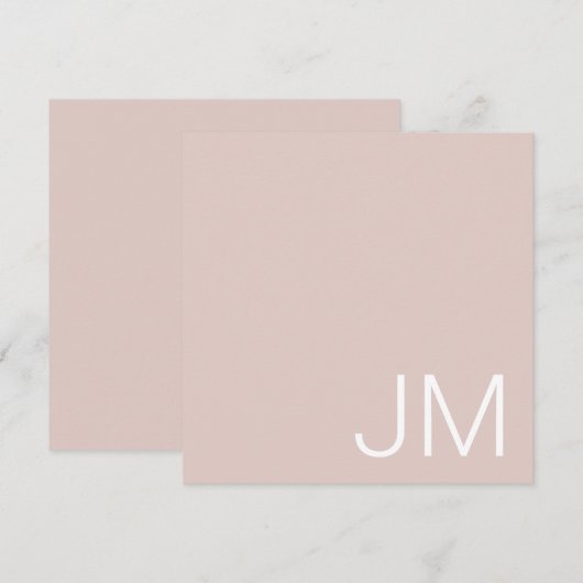 Carte De Correspondance Blush Rose Chic Monogramme Initiales Géantes (Devant / Derrière)