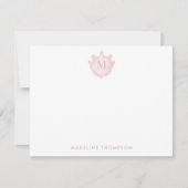Carte De Correspondance Blush Rose Crest Monogramme Classique (Devant)