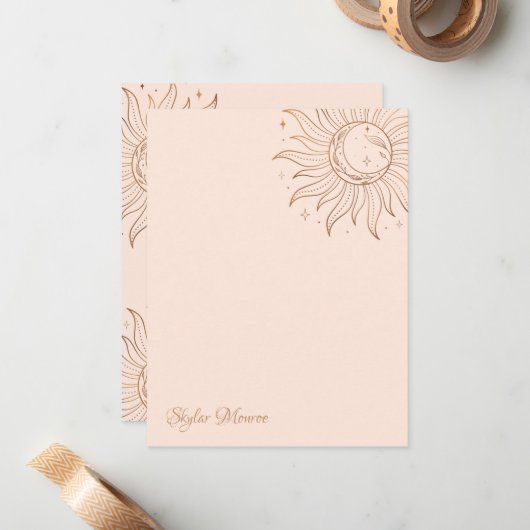 Carte De Correspondance Blush solaire céleste (Devant/Arrière en situation)