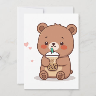 Carte De Correspondance Boba Bear – Cute Bubble Tea Lover Illustration