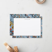 Carte De Correspondance Bohème Bleu Élégant Aquarelle Florale (Devant/Arrière en situation)