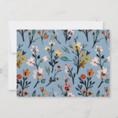 Carte De Correspondance Bohème Bleu Élégant Aquarelle Florale (Dos)