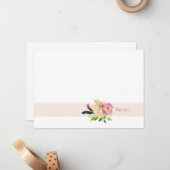 Carte De Correspondance Boho Aquarelle Floral Rose Personnalisé (Devant/Arrière en situation)