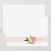 Carte De Correspondance Boho Aquarelle Floral Rose Personnalisé (Devant / Derrière)