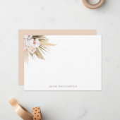 Carte De Correspondance Boho Aquarelle Pampas Grass Personnalisé (Devant/Arrière en situation)