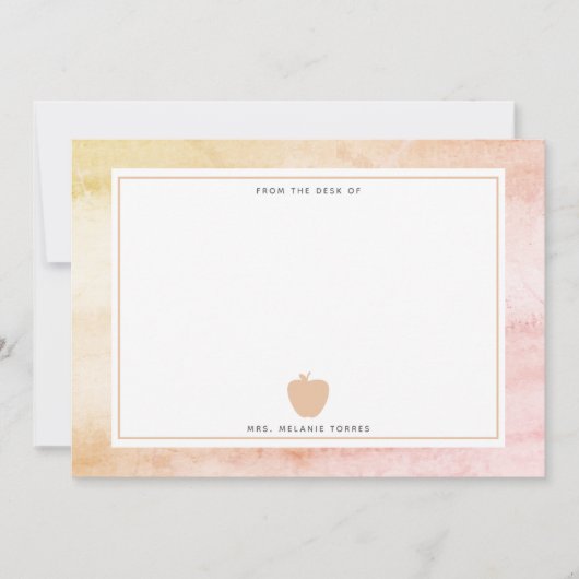 Carte De Correspondance Boho Aquarelle rose Pomme enseignant (Devant)