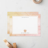 Carte De Correspondance Boho Aquarelle rose Pomme enseignant (Devant/Arrière en situation)